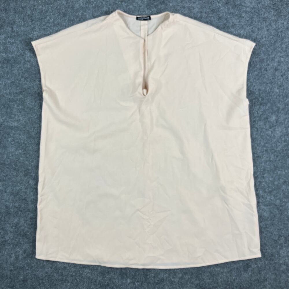 American Apparel Blouse Womens XS/S Beige Oversized Sleeveless Keyhole USA